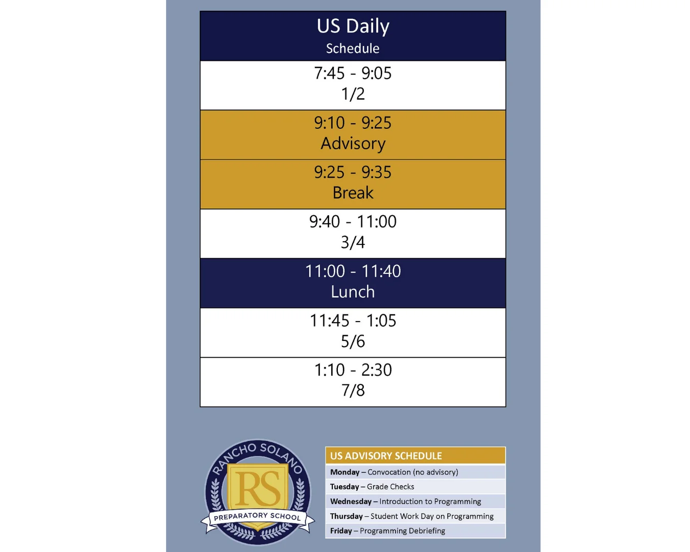 Daily schedule